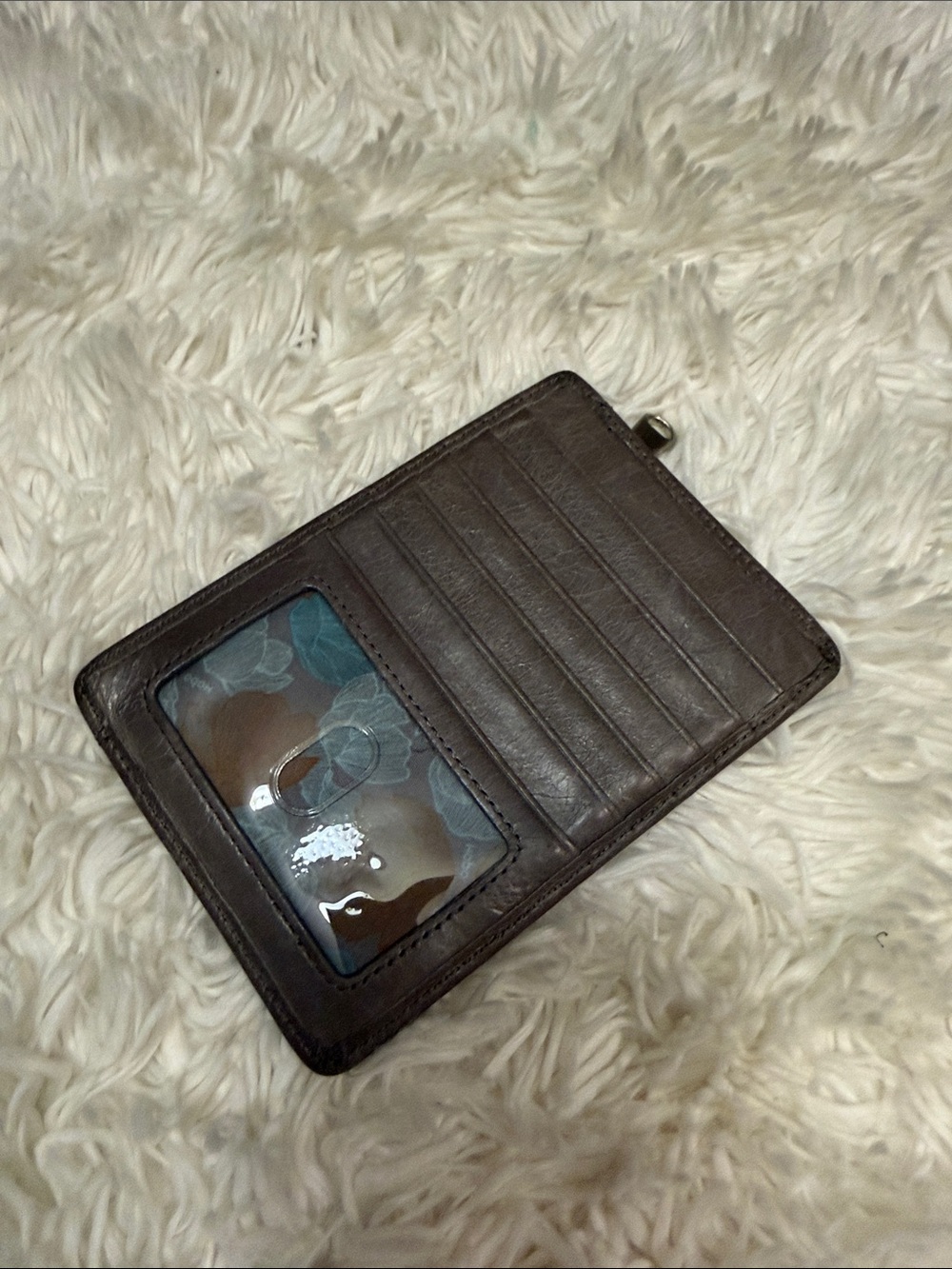 HOBOLeather Card Wallet with ID Window - Gray